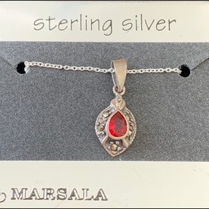 Sterling Silver Red & Gold Necklace